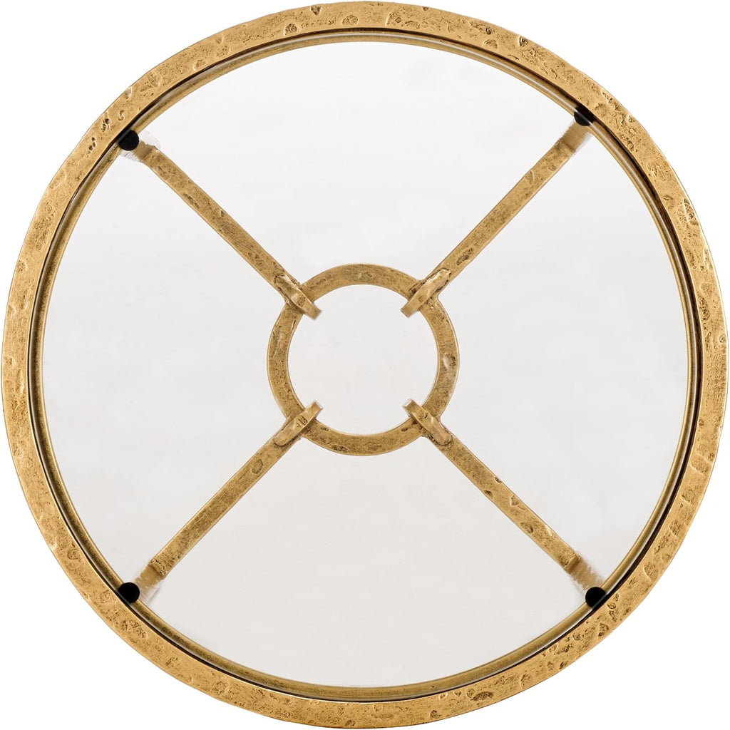 SAFAVIEH Couture Collection Tauri Brass Metal Glass Top Round Accent Table (Fully Assembled)