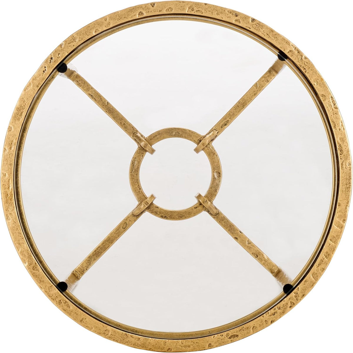 SAFAVIEH Couture Collection Tauri Brass Metal Glass Top Round Accent Table (Fully Assembled)