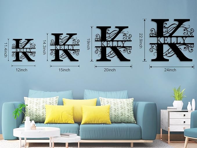 Custom Metal Name Sign | Split Letter Monogram Wall Decor | Personalized Family Name Sign | Personalized Anniversary Wedding Gift | Outdoor Metal Art | Housewarming Gift