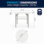 Flash Furniture 4-Foot Round Bi-Fold Granite White Plastic Folding Table | Lightweight, Easy Storage, Commercial Grade, Carrying Handle