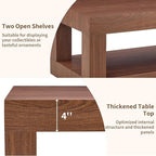 39.37" Coffee Table with Storage, 2-Tier Mid Century Rectangular Accent Table with Thick Tabletop, Rustic Style Cocktail, Center Table for Living Room, Office, Apartment (Walnut)