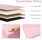 B FSOBEIIALEO Folding Storage Ottoman Bench, 30" Faux Leather Ottomans,Pink | Large Ottoman Foot Rest Padded Seat, Long Storage Bench Chest Box for Bedroom Living Room Hallway