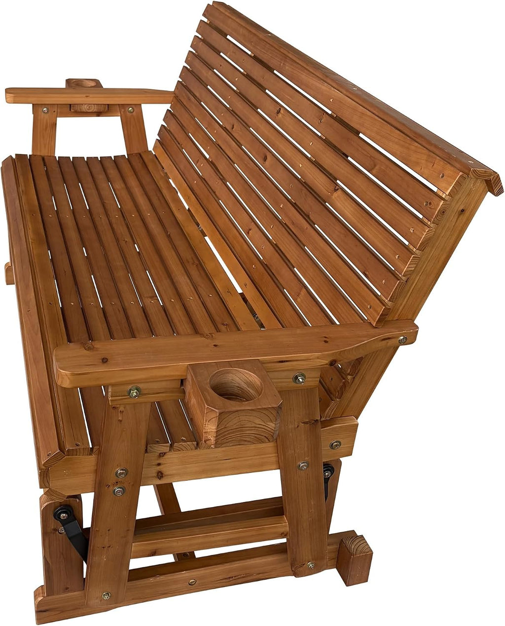 Fortune Candy Patio Glider with Cup Holders, High Roll Back and Deep Contoured Seat, 3-Seater, Heavy Duty 800 Lb, 5 Feet (Brown, 3-Seater)
