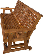 Fortune Candy Patio Glider with Cup Holders, High Roll Back and Deep Contoured Seat, 3-Seater, Heavy Duty 800 Lb, 5 Feet (Brown, 3-Seater)