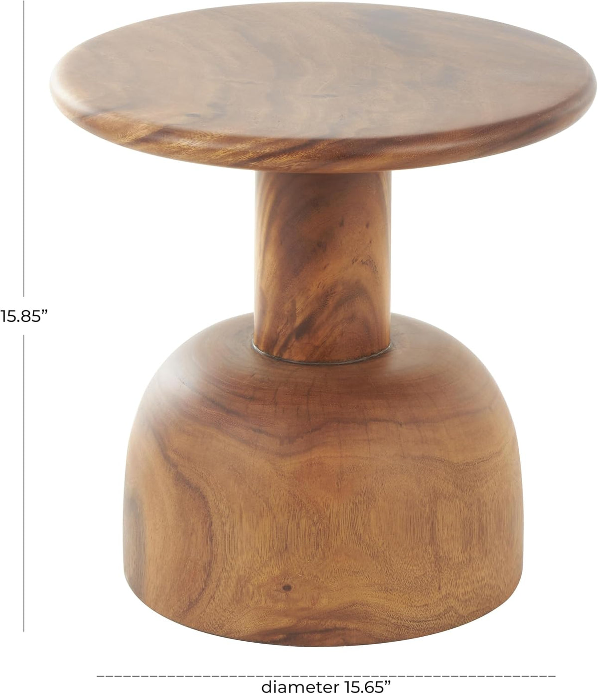 Deco 79 Wood Handmade Side End Accent Table End Table with Rounded Block Base, Side Table 16" x 16" x 16", Brown