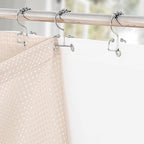 3 in 1 Shower Curtain Set, Blush Pink Waffle Shower Curtain and PEVA Liner Set with 12 Stainless Steel Shower Curtain Hooks, Waterproof Shower Curtains for Bathroom, 72 W x 72 H