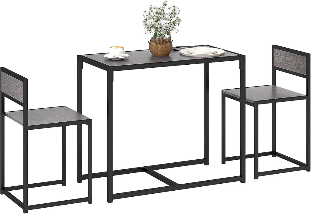 HOMCOM Dining Table Set for 2 for Small Space Room Grey | Kitchen Table and Chairs, Industrial Dining Set, Breakfast Nook