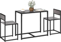 HOMCOM Dining Table Set for 2 for Small Space Room Grey | Kitchen Table and Chairs, Industrial Dining Set, Breakfast Nook