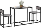 HOMCOM Dining Table Set for 2 for Small Space Room Grey | Kitchen Table and Chairs, Industrial Dining Set, Breakfast Nook