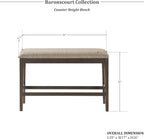 Lexicon Baronscourt Farmhouse Small Entryway Bench - 39 Inch, Upholstered Counter Height Solid Wood Frame, Padded Top, Easy Assembly , 26"Seat Height, Farmhouse End of Bed Bench For Bedroom,Dark Brown