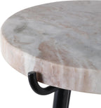 Classy Side Table, End Table, or Small Night Stand - Marble Accent Table with Three Slim Metal Legs Ideal for Small Spaces - Sleek Design for Home, Bedroom, and Living Room Decor - 21" White & Black