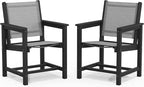 SERWALL Outdoor Dining Chairs Set of 2, All-Weather HDPE and Textilene Material Patio Chairs, Grey