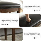PU Leather Entryway Bench Farmhouse Dining Benches Upholstered Bedroom Bench Shoe Bench Seat for Hallway Living Room Bedroom End of Bed, 16" D x 45.5" W x 18.75" H, Black