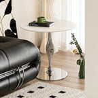 Marble Side Table/Small Round Table – Suitable for Living Room or Bedroom (as a Bedside Table)