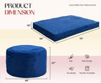 Hobestluk Adults Bean Bag Chairs Convertible 3 in 1 Large BeanBag Couch | Velvet,3 IN 1 Design,Memory Foam Filling,Portable Handle,Comfy Sofa Couch Lounger for Living Room Bedroom | Blue FULL Size