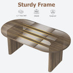 Oval Dining Table for 4-6 People, 63" Modern Kitchen Table with Thick Sturdy Wooden Base, Easy to Clean Wood Grain Finish for Dining Room Living Room Office, Pear Wood Original