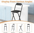 Folding Stool, Cushioned Padded Folding Stool Portable Bar Stool with Back for Camping Kitchen Home Office, Tall Bar Collapsible Stools (Black, 1Pcs 27.56in)