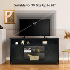 Tangkula Modern Farmhouse TV Stand, 59-Inch Storage Cabinet for TVs Up to 65 Inches, Double Barn Doors, Adjustable Shelves, Wood Entertainment Center Console Table for Living Room (Black)