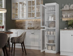 Palace Imports Solid Wood Kitchen Pantry Cabinet w/Frosted Glass Doors - Narrow Storage Cabinet - 16.5" Wide x 71.5" Tall - White, Adjustable Shelves, 100% Eco-Friendly Wood, Modular Cabinets