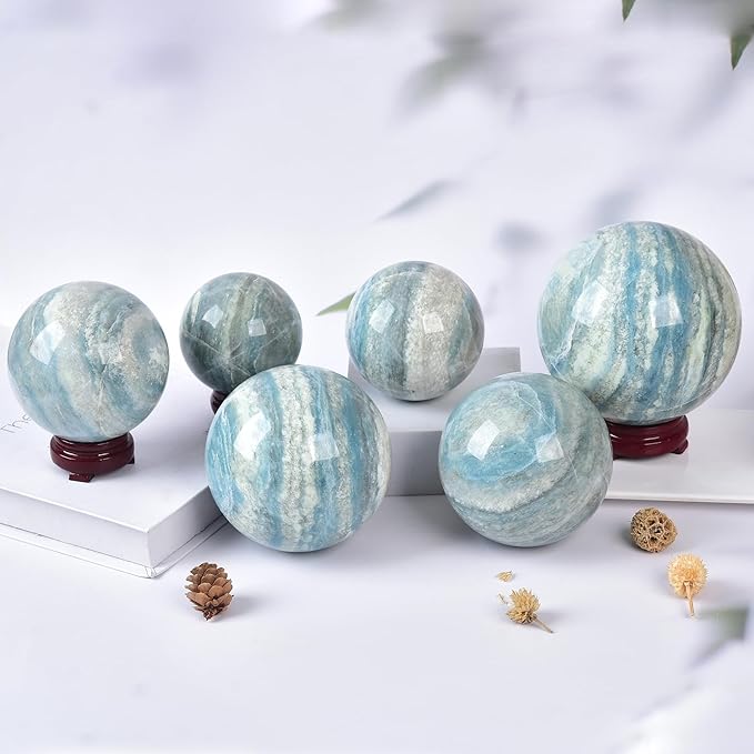 JIC Gem Natural Healing Crystal Sphere Ball Trolleite Crystal Decorative Ball Chakra Meditation Fengshui (60-70mm)