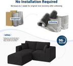 Modular Sleeper Sofa Couch Modern Sectional Couches for Living Room - 79" L-Shaped Cloud Couch - Easy Assembly Corduroy Convertible Sponge Compression Sofas with Chaise for Home House(Black)