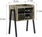 VECELO Night Stand Industrial End Table,Stackable Accent Furniture Bedside Table with 2-Tier Open Storage Space Side Table Nightstands for Bedroom, Living Room