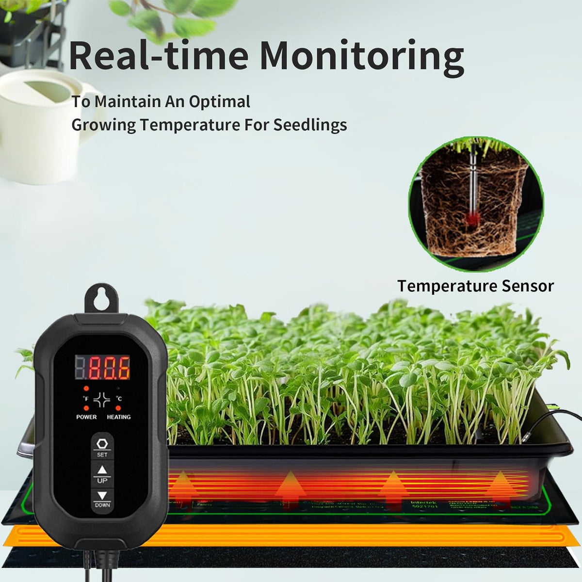 20"x 10" Seedling Heat Mat with Digital Thermostat Combo Set,ETL Certified and Durable Waterproof Warm Hydroponic Heat Mat for Germination,Indoor Gardening,Brewing and Greenhouses