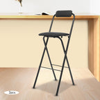 2-PCS Black Modern Freestanding Stool Set, 125 kg Max Load Capacity Foldable Design with PU Cushion Sturdy and Easy to Store for Kitchen Island, Shop, Cafe, Dining Room