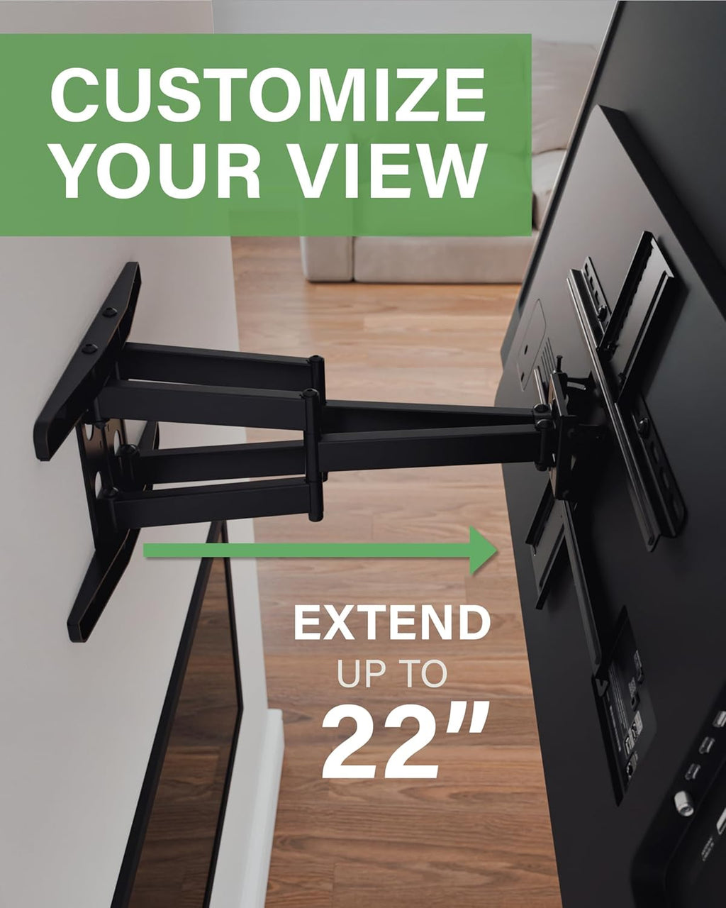 SANUS Premium Full Motion TV Mount for 42"-90" TVs - Sturdy & Smooth Extension, Swivel and Tilt for Big TVs - Universal Design Fits Samsung, LG, Vizio, TCL & More - Easy Installation -OLF22