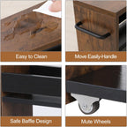 TEAMIX Slim Rolling Storage Cart, Wood 4-Tier Narrow Kitchen/Laundry Cart
