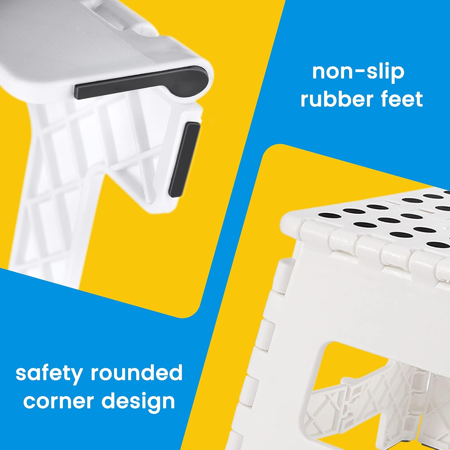 ACSTEP 7.5 and 9 Inch Folding Step Stool 2-Piece Set, 165/300 LB Capacity Plastic Foldable Stools with Handle, Non-Slip Step Stool, Home Use (White & White)