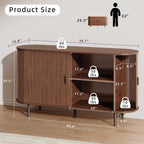 Buffet Sideboard Cabinet with Storage, 55" Fluted Cabinet with Sliding Door & Adjustable Shelf, Modern Accent Coffee Bar Console Table for Kitchen, Entryway, Walnut