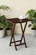 Folding TV Tray Table for Indoor Use, 1-Piece Rubberwood in Walnut or Natural Finish, 19" x 14.5" x 26" Snack Bed Desk,Space-Saving 1-Piece Snack Table, Bedside or Laptop Stand(Walnut)