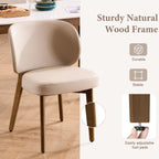 YOUNUOKE Upholstered Dining Chair, Modern PU Leather Dining Room Chair with Wood Legs, Widen Backrest Comfy Armless Side Kitchen Chairs, Khaki (Single Pack)