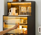 Kitchen Storage Cabinet, Countertop Cabinet with Sliding Door, Pantry Storage Cabinet with Adjustable Shelves, Freestanding Floor Storage Cabinet ﻿ Multi Scenario Use(Natural,45cm)