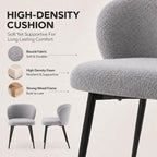 Modern Teddy Dining Chairs Set of 2, Comfy Kitchen Armless Chairs with Thick Cushions, Wingback Chair, Upholstered Dining Room Chairs with Metal Legs for Dining, Living Room, Grey