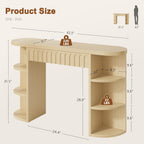 Hoctieon Fluted Console Table with Storage, Entryway Table with Side Storage Shelves, Narrow Sofa Tables Behind Couch, Hallway Tables for Living Room, Entrance, Foyer, Oak