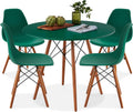 Best Choice Products 5-Piece Dining Set, Compact Mid-Century Modern Table & Chair Set for Home, Apartment w/ 4 Chairs, Plastic Seats, Wooden Legs, Metal Frame - Dark Green/Walnut