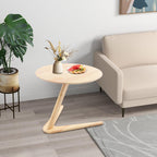 C Shaped End Table, Small Side Table, Wood Coffee Snack TV Tray Table with Metal Frame, Couch Side Table That Slides Under, Modern Sofa Tables with Round Tabletop for Sofa Couch Bed (Burlywood)