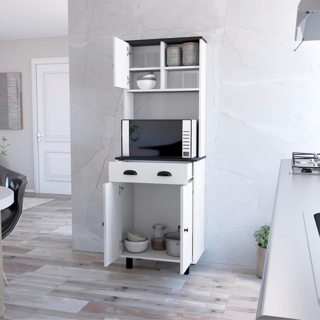 Kitchen Pantry Naomi, Kitchen, White/Black