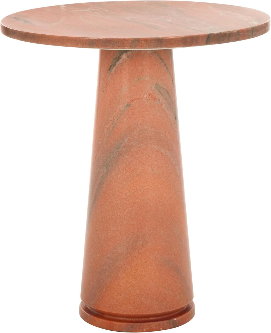 SAFAVIEH Furniture - Valentia Tall Marble Accent Table - Coral - Marble Top - Glam Stone Pedestal Design - Ideal for Living Room, Entryway, Dining Room, 20.5" W x 20.5" D x 23.5" H (SFV9703H)