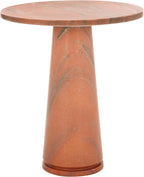 SAFAVIEH Furniture - Valentia Tall Marble Accent Table - Coral - Marble Top - Glam Stone Pedestal Design - Ideal for Living Room, Entryway, Dining Room, 20.5" W x 20.5" D x 23.5" H (SFV9703H)
