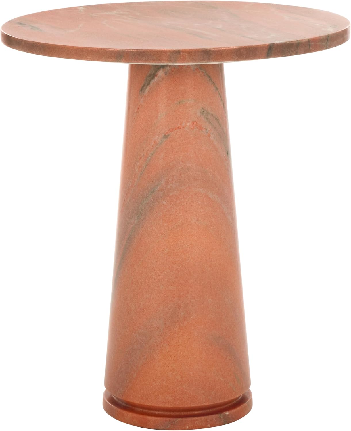 SAFAVIEH Furniture - Valentia Tall Marble Accent Table - Coral - Marble Top - Glam Stone Pedestal Design - Ideal for Living Room, Entryway, Dining Room, 20.5" W x 20.5" D x 23.5" H (SFV9703H)