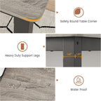 71 Inch Industrial Dining Table, Large Rectangle Kitchen Table with Metal Legs, Round Corners, Wooden Conference Tables Writing Desk for Dining Room, Living Room, Rustic Grey