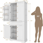Gizoon Tall Kitchen Pantry Cabinet with Doors and Adjustable Shelves, White | 70'' Pantry Storage Cabinet with Drawer Freestanding Organizer for Small Kitchen Bathroom Laundry Room