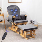 SyyBhb Massage Glider Rocker Replacement Cushions with Storage Pocket, 5PCS, Soft Velvet Thickened, Washable Non Slip, Universal for Use in Glider Rocking Chair, Dark Grey