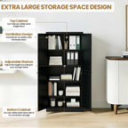Kitchen Pantry Cabinet, 61" H Storage Cabinet with Doors and Adjustable Shelves, Spacious Cupboard with 2 Handles, Metal Kitchen Cabinet for Dining Room, Living Room,Black