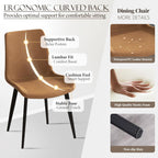 PU Leather Dining Chairs Set of 8, Modern Upholstered Dinner Chairs with Sturdy Metal Legs and Comfort Backrest for Home Kitchen, Living Room, Accent Side Chairs (Rustic Brown)