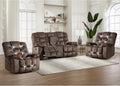 HAOMARKETS 3 Pieces Recliner Sofa Furniture Set, Include 2 Power Recliner Chairs with Message&Heat and a Manual Loveseat with Hidden Storage and Cup Holders for Living Room, Brown