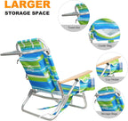 Backpack Beach Chairs for Adults Capacity 300 LBS high 5 Position Beach Chair with Pouch Straps Folding Lightweight Reclining Aluminum Wide Lay Flat Single